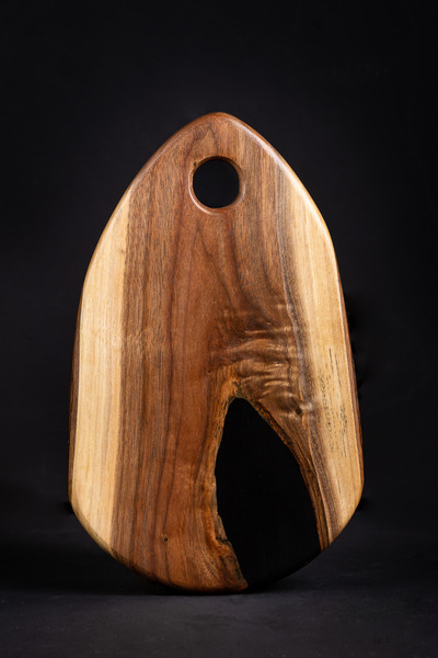 Custom epoxy resin wooden tray backside, handcrafted in Croatia